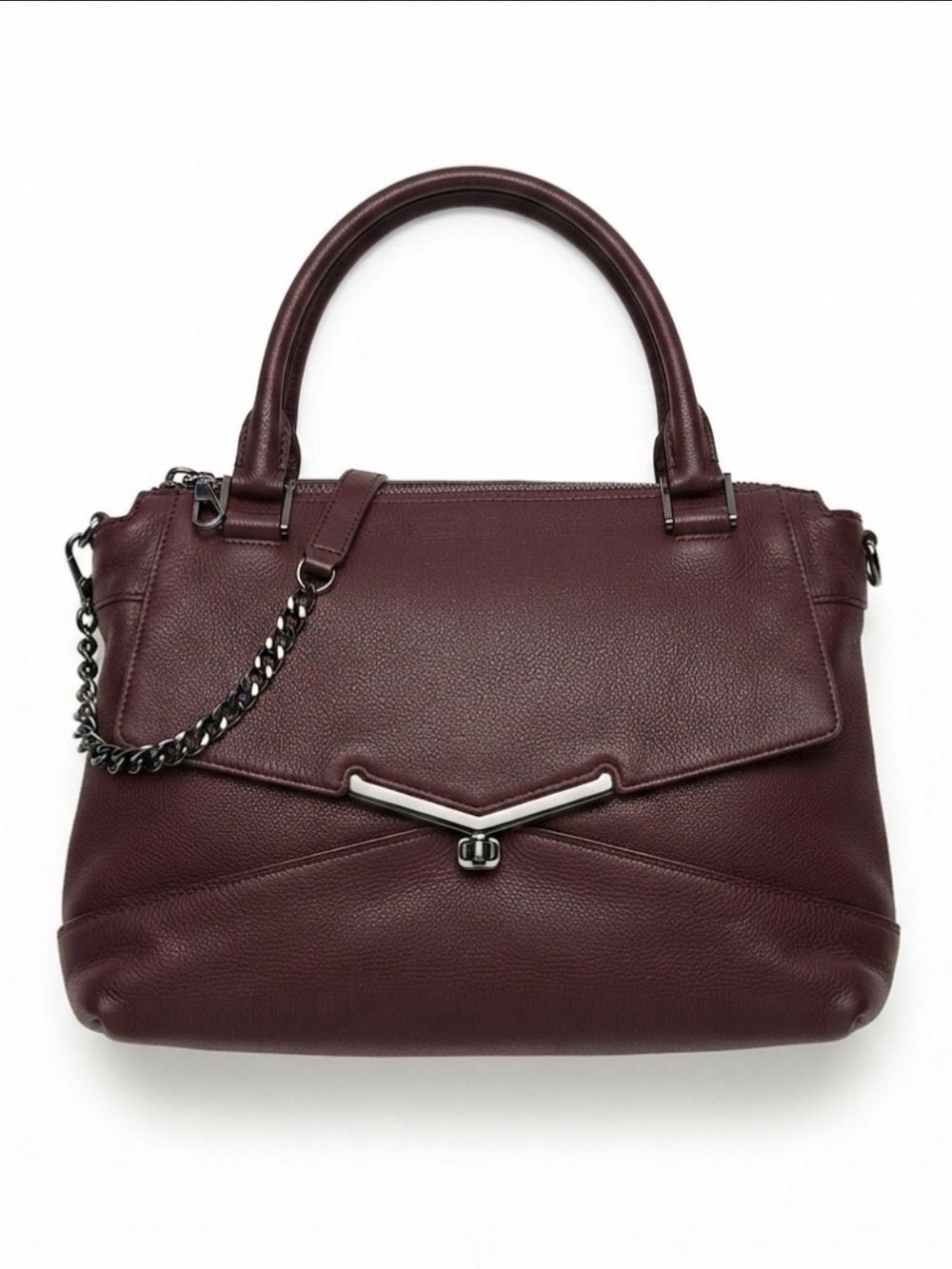 Botkier Burgundy Leather Satchel with Gunmetal Hardware